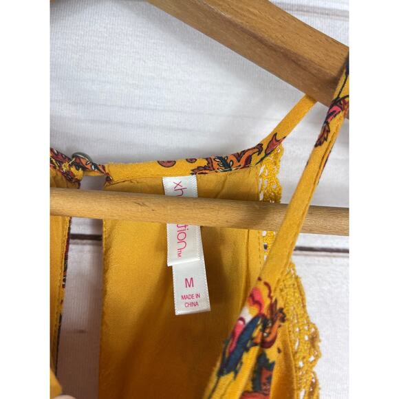 Xhilarations Boho Yellow Floral Print Sleeveless Dress Size‎ M - Picture 3 of 8